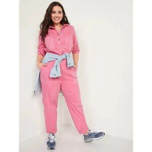 Old Navy long-sleeve denim jumpsuit in pink, Size XL, $40